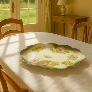 Antique Royal Limoges Floral Dinnerware Platter 12”